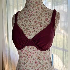NWT Cupshe Burgundy Adjustable Bikini Top